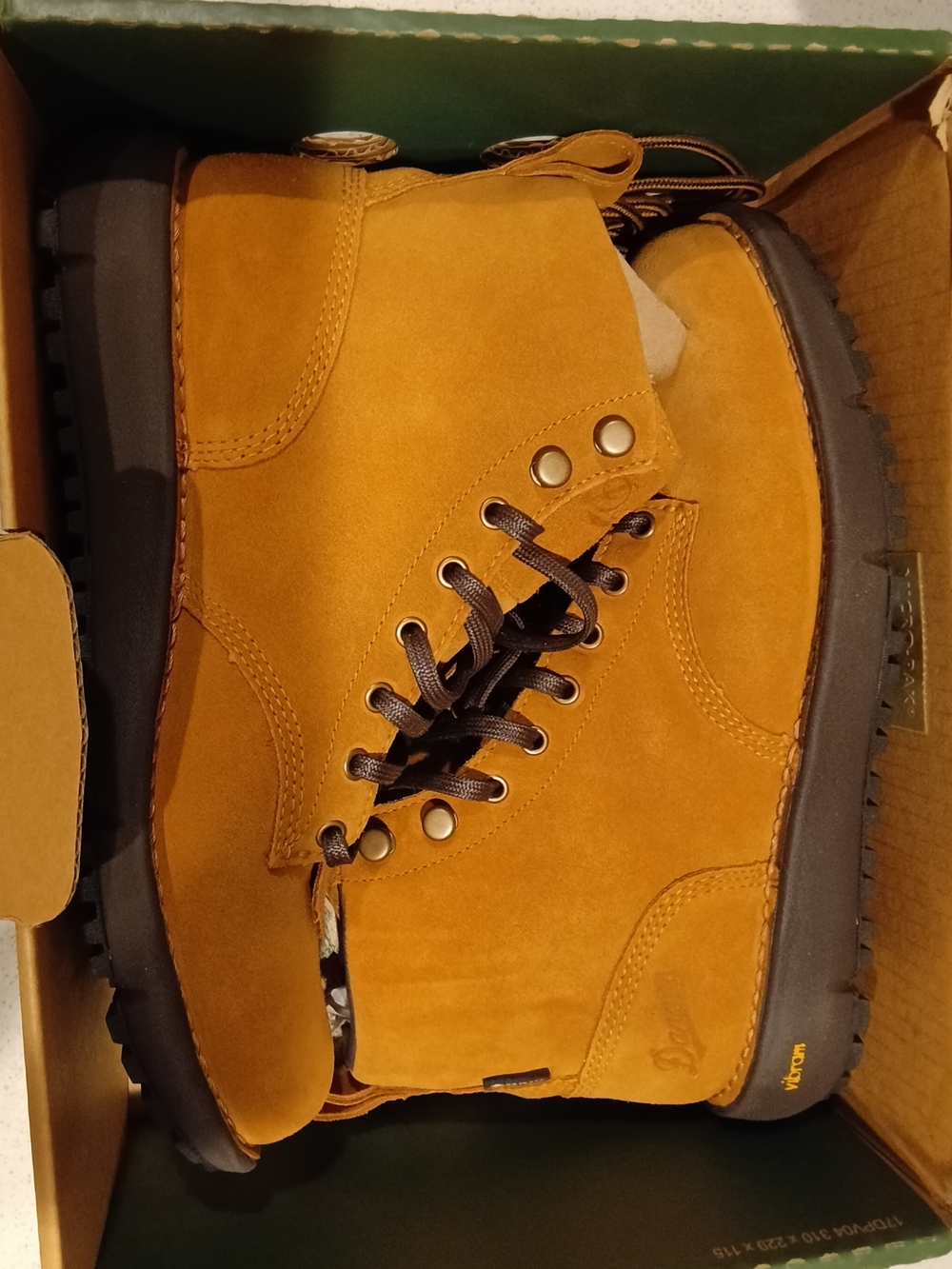 Danner Men’s Tan/Gold Leather Hiking Work Boots Vibram NWT/NOS w/ Box - Picture 7 of 9